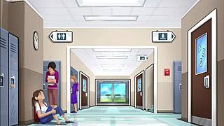 Milf teacher shows big tits in game