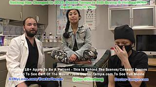 Hot blonde feels thrill sucking dick in bound foursome