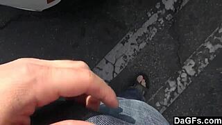 Car Handjob While Driving Feels So Wild with Blonde Teen in Public