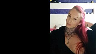 Tattooed wife teases with big tits on webcam