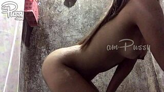 amateur chick strips, showers, dances, and touches herself