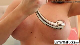 Oh My God! Samantha the Bombshell Stuns in Sexy Lingerie for Solo Play!