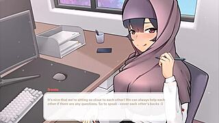 Boss Teases with Massive Tits in Hentai Game