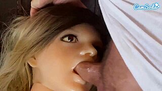 Sexy doll gets anal and facial from old man.