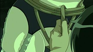 Bound Asian hentai amateur endures hardcore bondage and monster blowjob