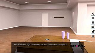 Alex spying Latisha changing dress in game.