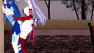 Tsubasa Kazanari and Maria Cadenzavna Eve in Intense Lesbian Futanari Sex?