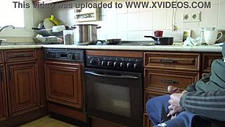 Indian Bhabhi Swallows My Load After I Flash Huge Dick in Kitchen