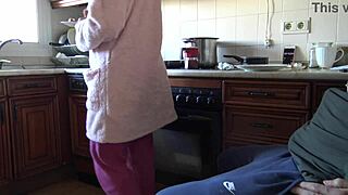 Indian Bhabhi Swallows My Load After I Flash Huge Dick in Kitchen