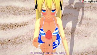 Hey, imagine Marie Rose in her bikini sucking on the beach, full of fantasy and anime vibes