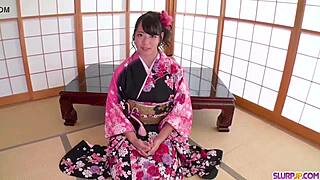 Asian Cosplay Blowjob in Kimono POV