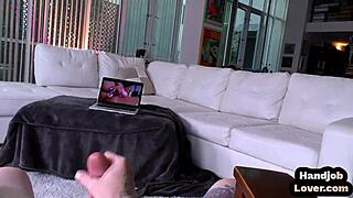 Busty pov babe strips for boyfriend while teasing pierced tits