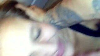 She sucks dick eagerly, taking it deep into her mouth.