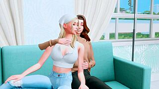 futanari girlfriend arranges hard anal for cheating wife while husband watches in sims 4 hentai.