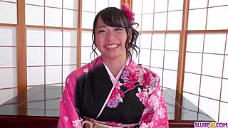 Asian Cosplay Blowjob in Kimono POV