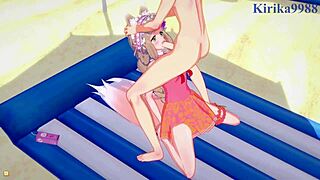 Maho, Karin, and Yuuki have intense sex in Princess Connect Re Dive