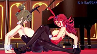 I'm watching Festenia Muse and Chitose Kisaragi and Sagiri Sakurai in intense lesbian play from Super Robot Wars J & V & T hentai