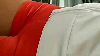 Hot girl with nice ass in tight shorts feels excitement in market