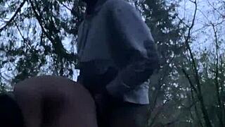 So, this ebony bbw with a big ass was hiking at night in the woods when she got caught up in some wild outdoor sex with a monster cock.