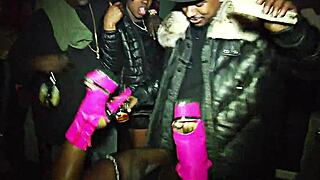 ebony girl rips clothes in public horny sex scene.