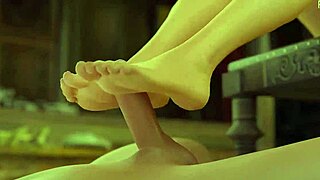 Rapunzel tries footjob in cartoon