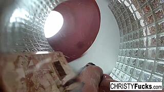 hot shower fun with christy dahlia and ivan featuring big tits ass tattoo pussy oral lesbian sex brunette bathing tits
