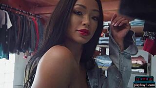 Big Booty Ebony Babe With Big Tits Harley Dean Sexy Solo Jeans Striptease For Playboy