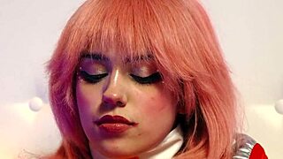 anime girl rihanna black cums hard with pink toy