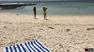 Why Jerk Off to Busty Milf and Stepdaughter Sunbathing? Cum on Their Faces!