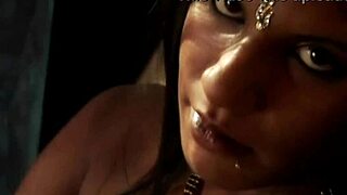 Sexy Asian Brunette Dancing Completely Naked, Teasing Erotically by the Warm Crackling Fire