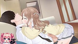 hot college girl rides and gives handjob leading to cumshot