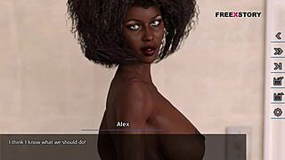 Latisha gives Alex a blowjob while studying in 3D game