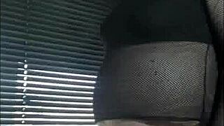 Bisexual crossdresser milks publicly by the window