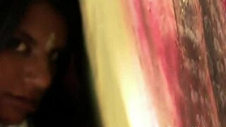 Sexy Asian Brunette Dancing Completely Naked, Teasing Erotically by the Warm Crackling Fire