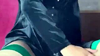 mature woman in stockings uses toy