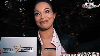 Milf with big tits in nylons picked up on the street!