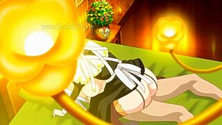 Blondinka z velikimi joškami služkinja v anime stilu.