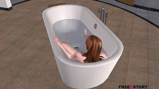 Animated 3D Teen Girl Rubs In Bath Tub