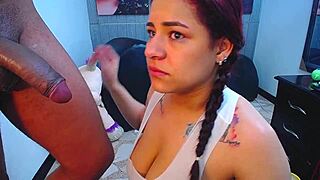 Bold Intense Blowjob Deepthroat Session Where Big Tits Babe Sucks Monster Black Cock Without Mercy.