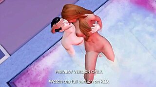 3D hentai couple in hot tub