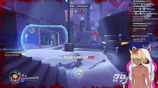 Vtuber LewdNeko gets spanked while playing Overwatch part 2, what a fun game!