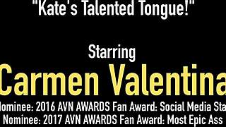 Carmen Valentina Licks Kate England's Shaved Pussy With Tongue In Lingerie And Shoes