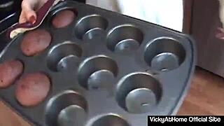 I, Vicky Vette, am a big boobed blonde eating this big hard cock and cumming all over it. Oops, it's so intense!