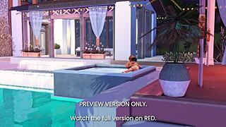 3D hentai couple in hot tub