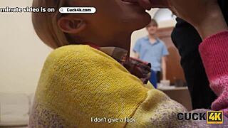 russian blonde gets her pussy torn up on the sofa