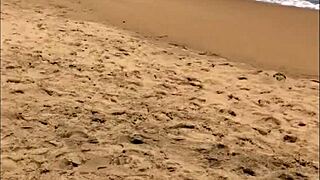 my wife taking a long pee on the beach today