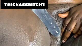 Bbw indulges in solo play with dildo for intense pleasure. Her curves shake with every thrust.