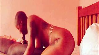 blonde babe with big tits gives blowjobs in lingerie and rides monster cock