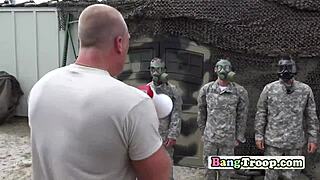 superior officer orders soldiers to stuff junk in tight holes! 😳