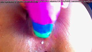 Big Tits Babe Squirts While Masturbating With Monster Cock